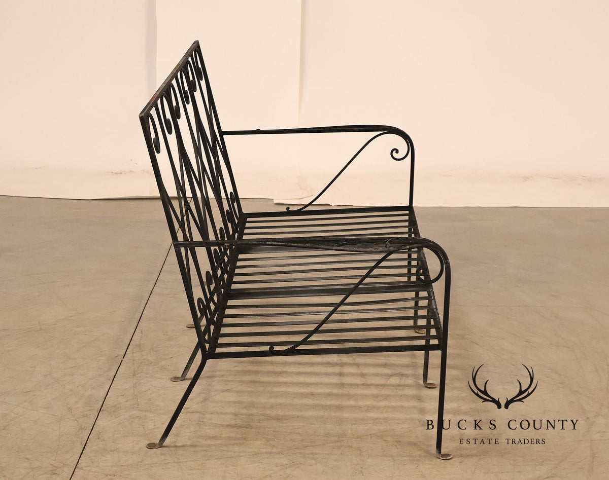 Vintage Wrought Iron Scrollwork Garden Bench