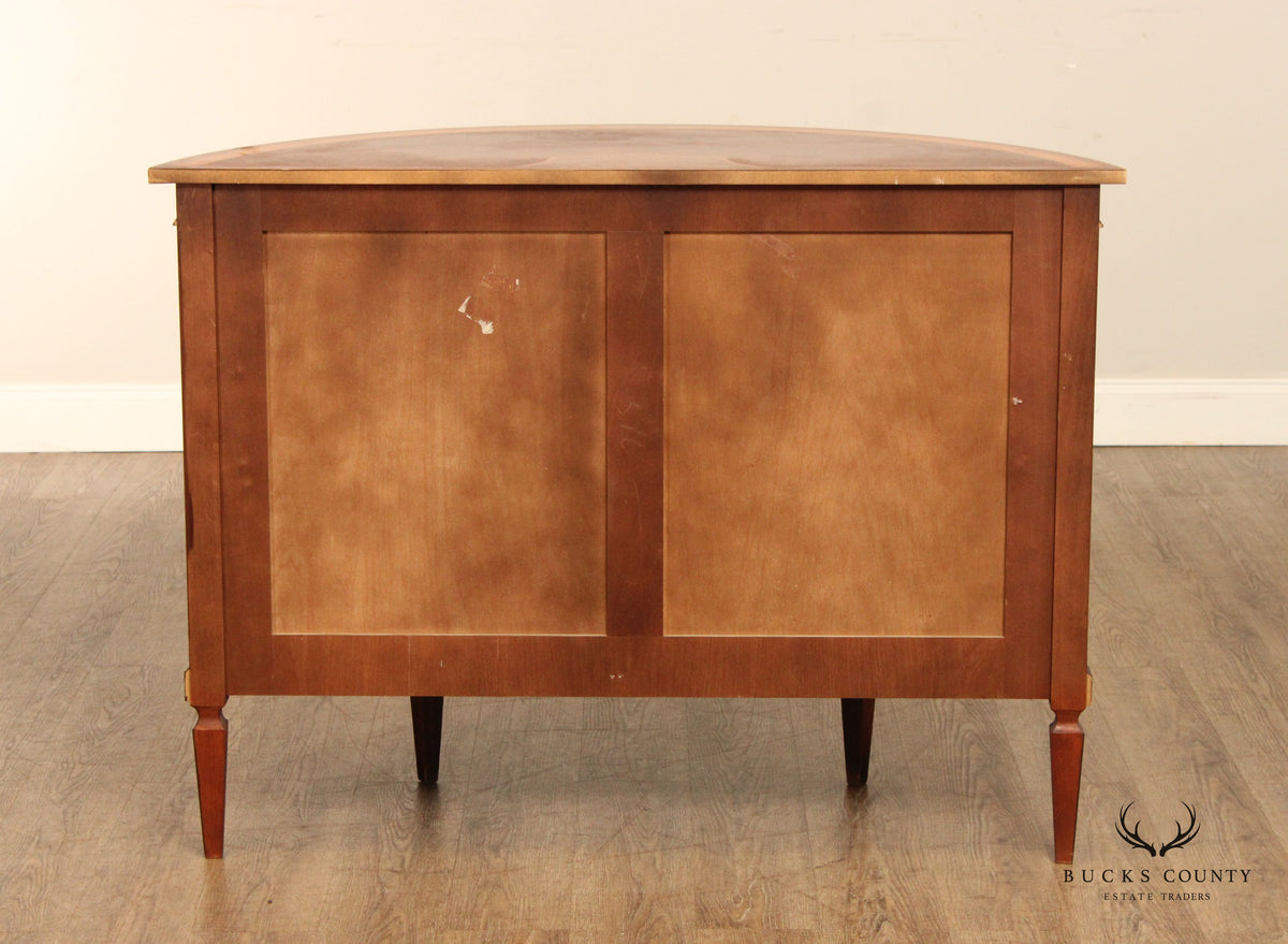 Regency Style Inlaid Walnut Demilune Cabinet Commode