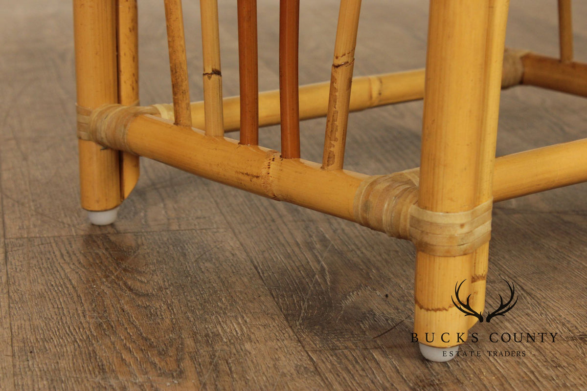 Vintage Hollywood Regency Bamboo Bench