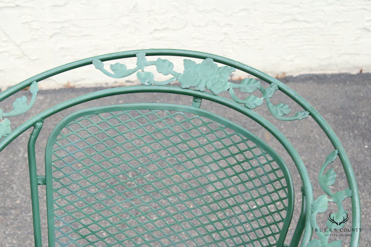 Vintage Set of Six Wrought Iron Patio Dining Armchairs