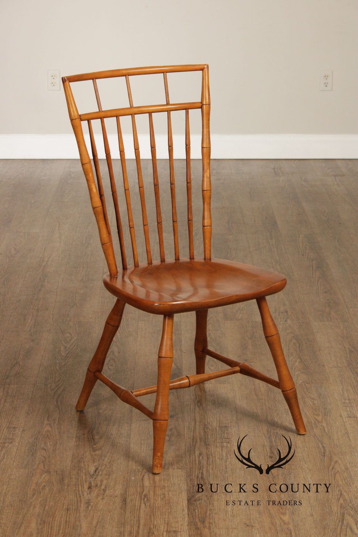 Ethan Allen Circa 1776 Collection Maple Set Of Eight Birdcage Windsor Dining Chairs