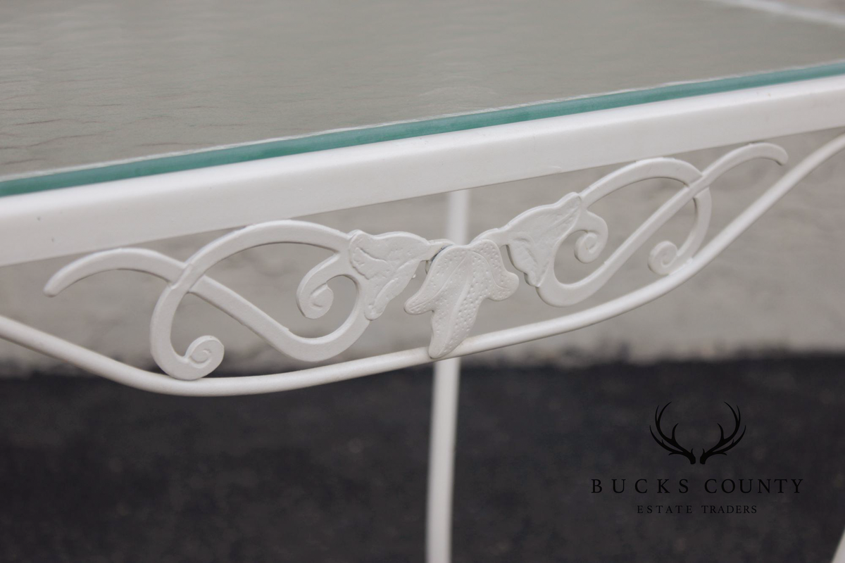 Vintage Wrought Iron And Glass Patio Side Table