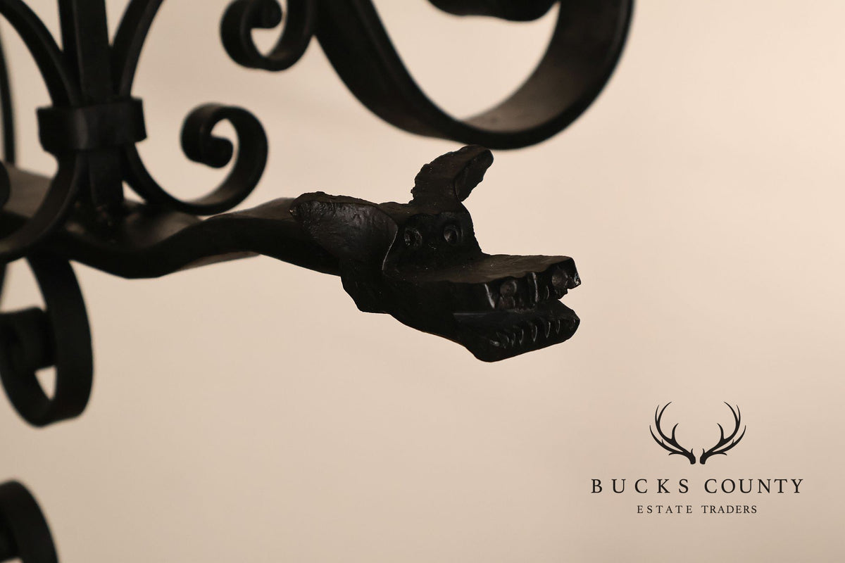 Quality Hand Forged Spanish Revival Wrought Iron Chandelier