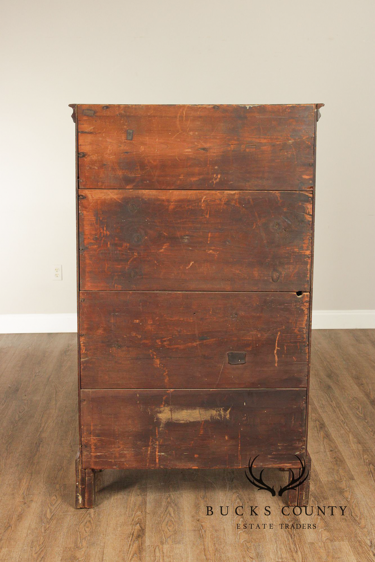 Antique American Chippendale Period Cherry Tall Chest Of Drawers