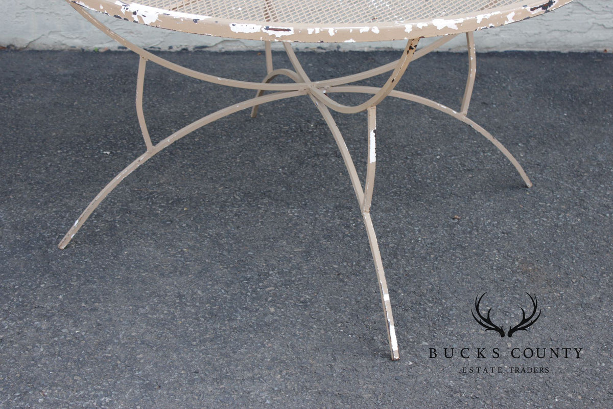 Mid Century Modern Round Wrought Iron Patio Dining Table
