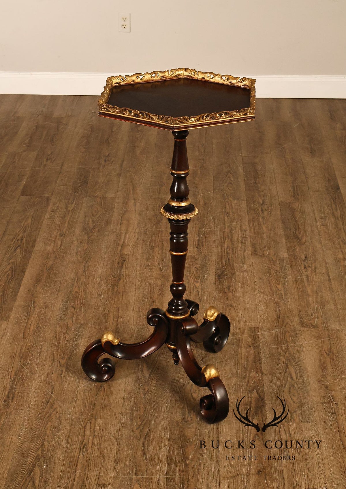Italian Regency Style Mahogany And Gilt Pedestal Plant Stand