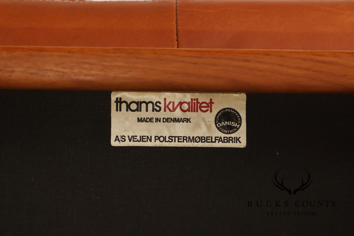 Thams Kvalitet Danish Modern Teak and Leather Ottoman