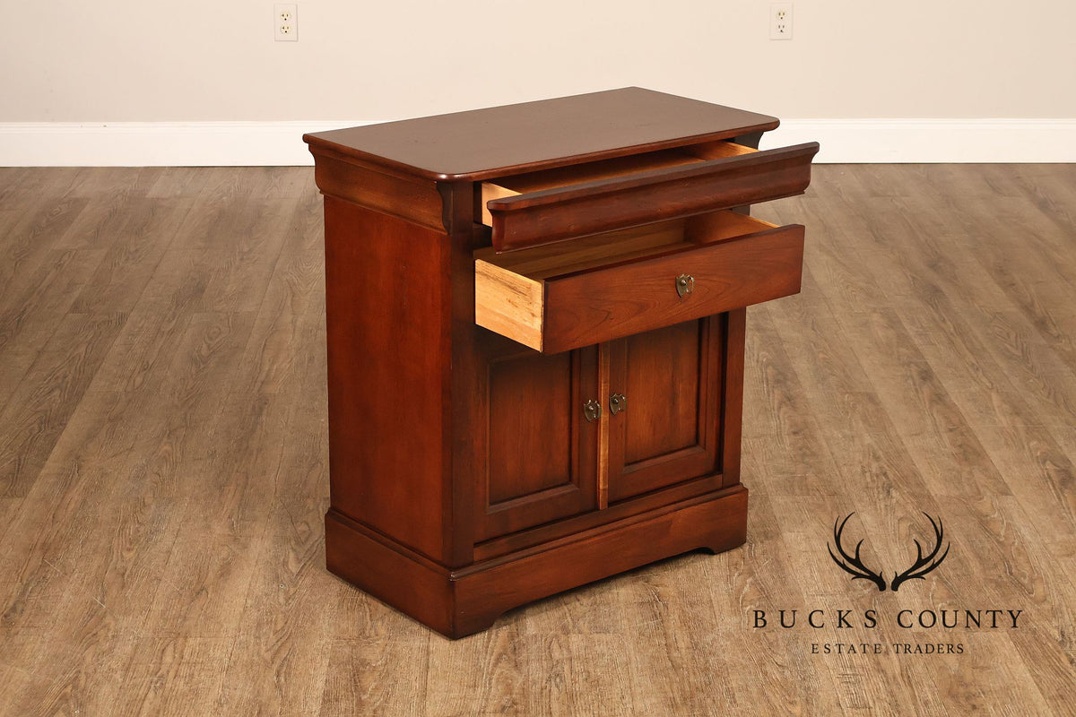 National Mt. Airy Louis Philippe Style Cherry Pair Of Nightstands With Drawer And Cabinet