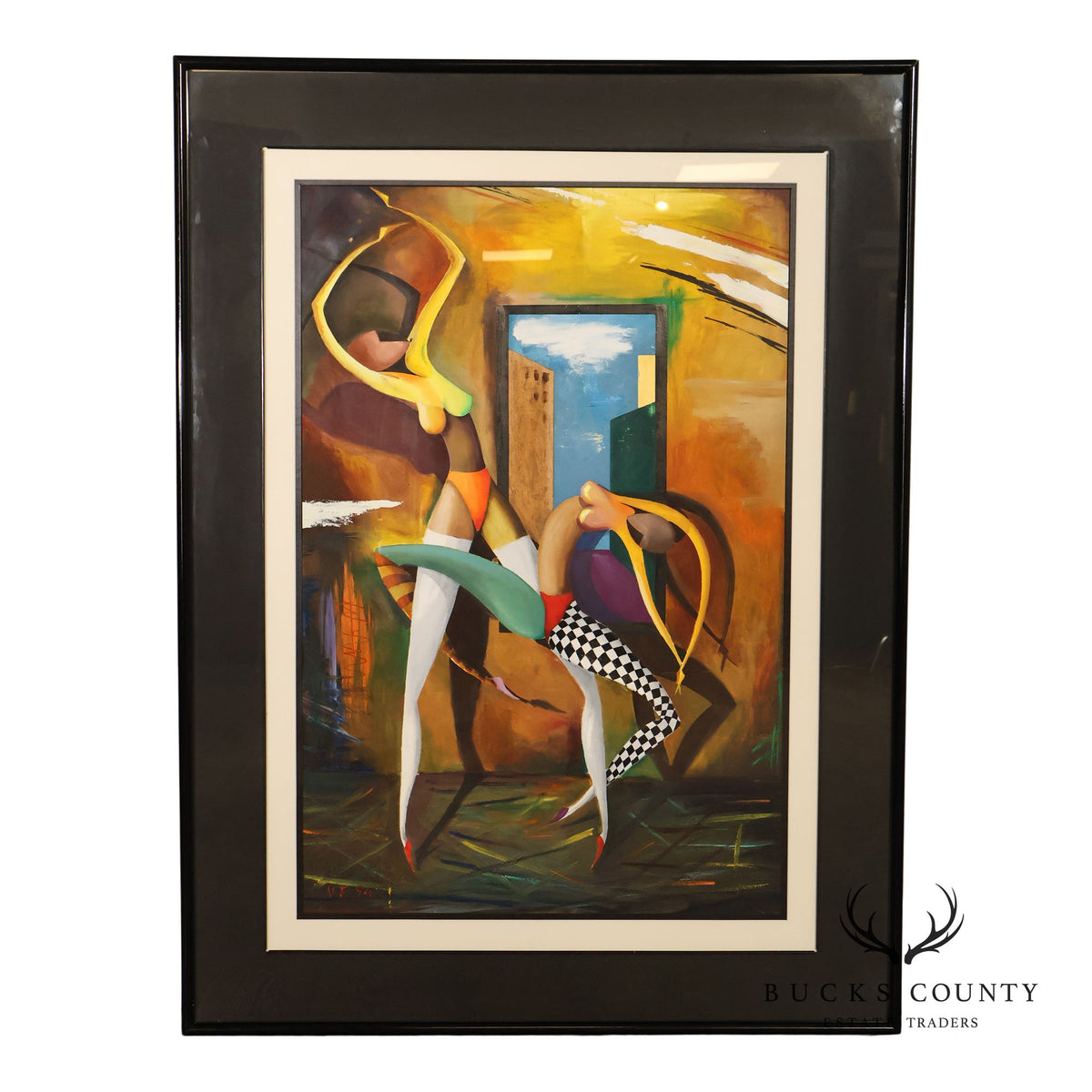 Large Framed Oil Painting Of Dancers By Vassily Fedulov