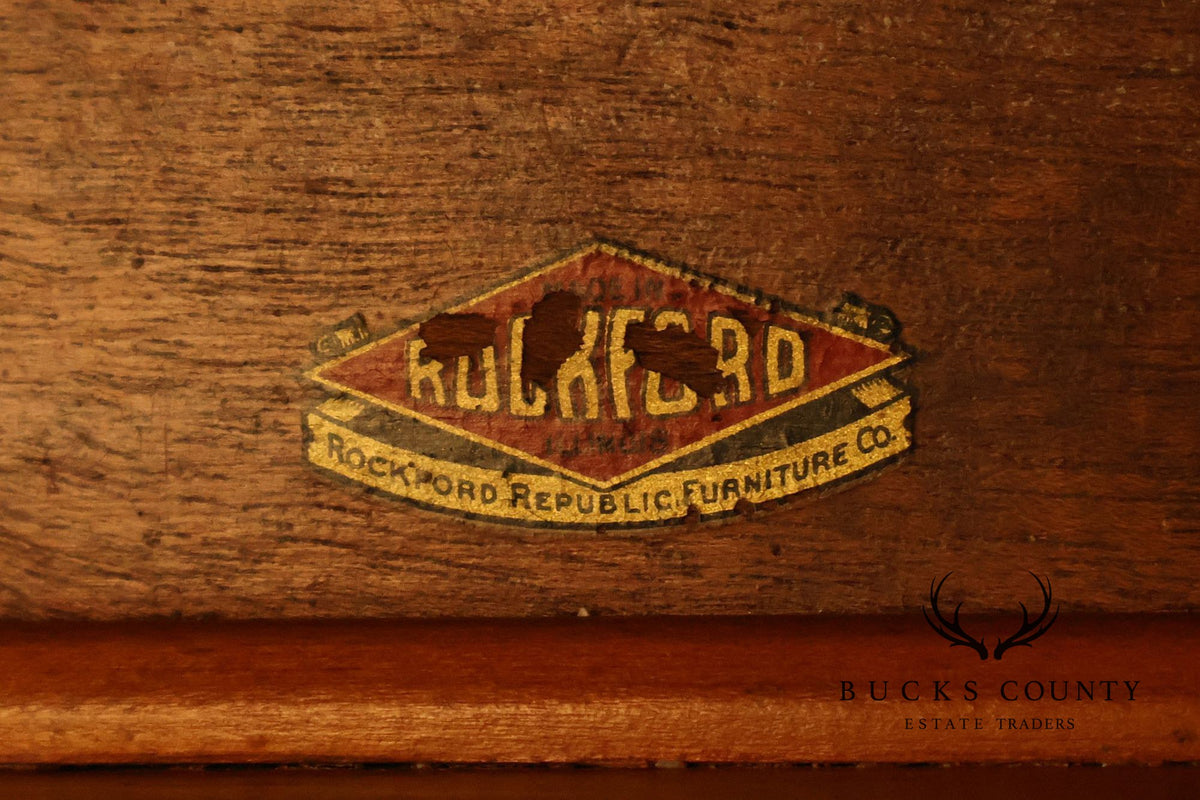 Rockford Republic Furniture Company 1920's Walnut China Display Cabinet
