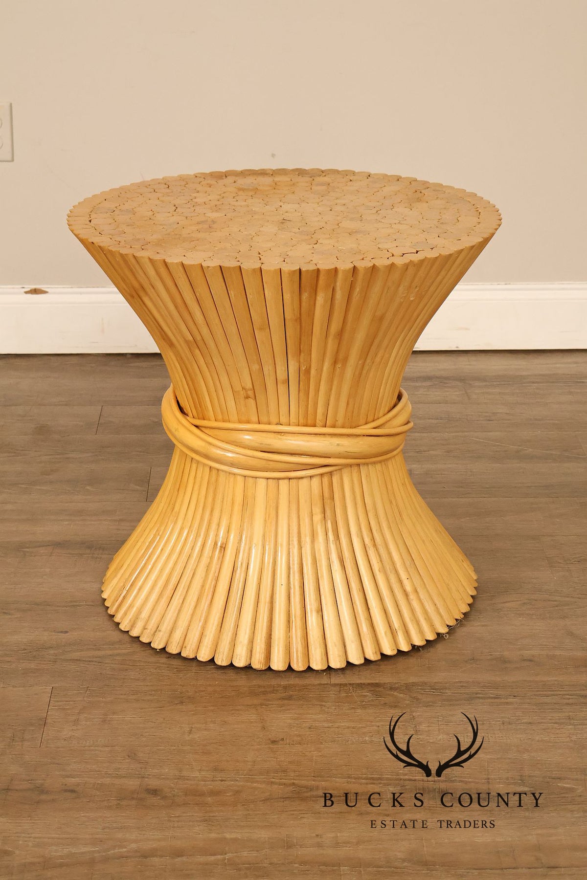 Vintage Pair of Wheat Sheaf End Tables