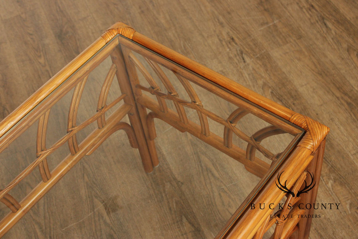 South Sea Rattan  'New Kauai' Glass Top Side Table