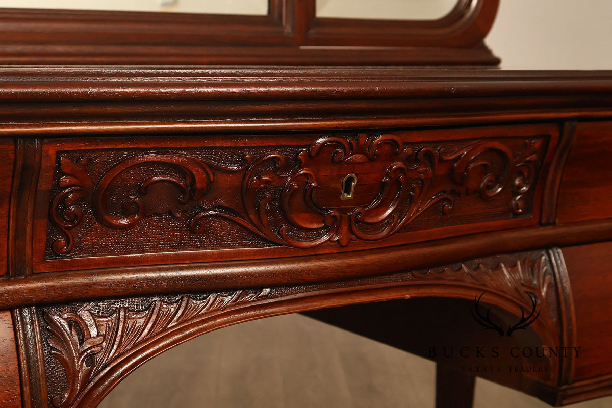 RJ Horner Antique Carved Mahogany Vanity With Mirror
