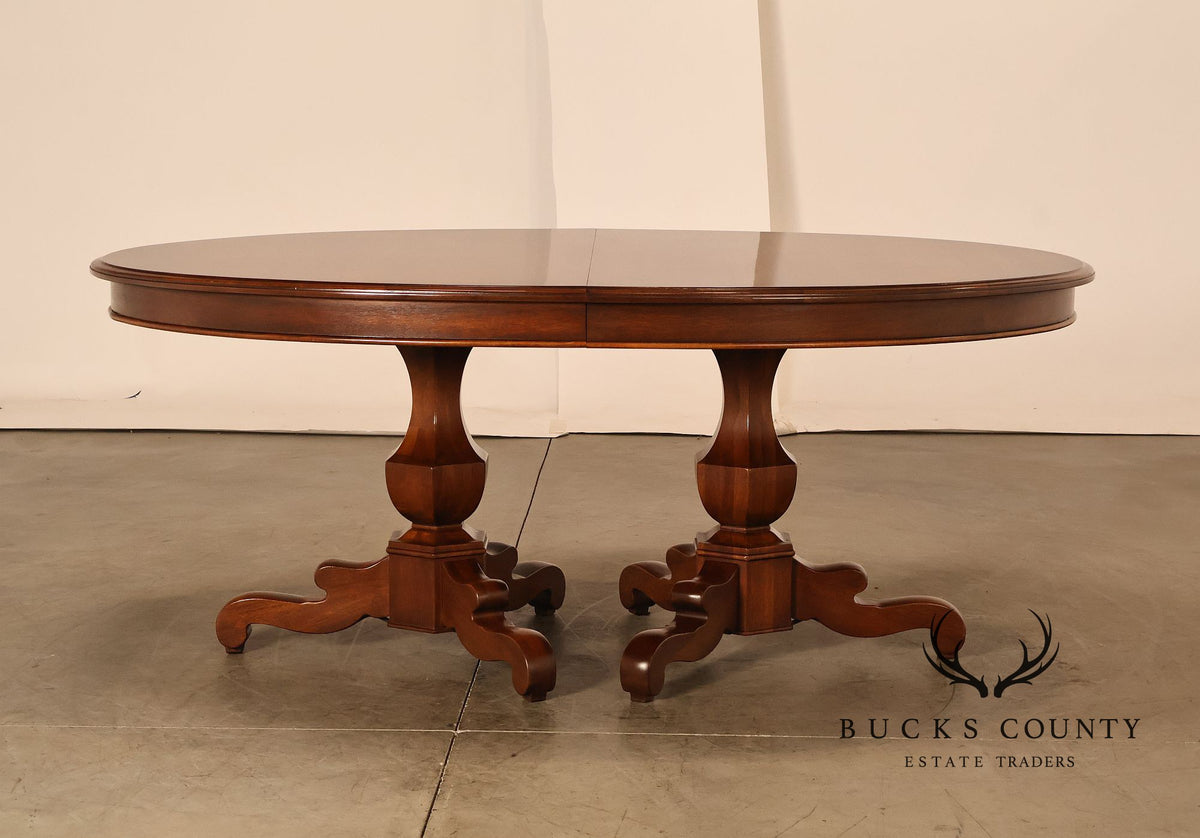 Henredon Oval Double Pedestal Extension Dining Table With Three Leaves