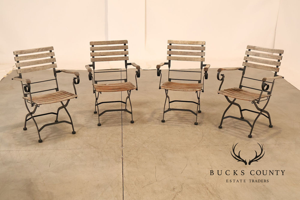 French Style Teak and Wrought Iron Five-Piece Bistro Set