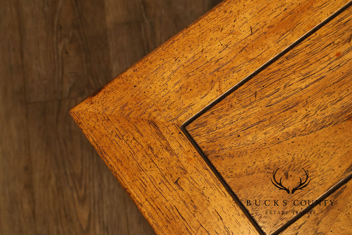 Drexel Heritage Pair Of Rustic Square End Tables With Pull Out Trays