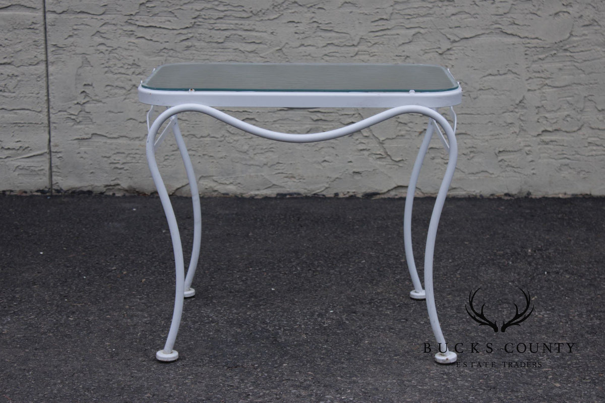 Woodard Glass Top Wrought Iron Patio Side Table