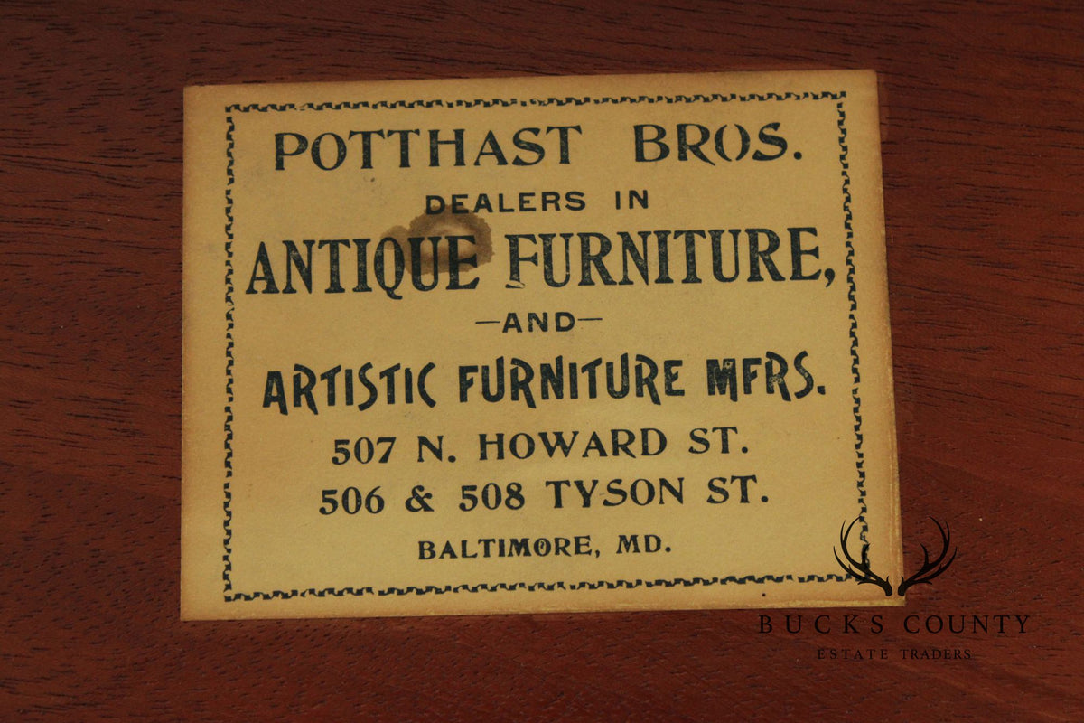 Potthast Bros. Federal Style Mahogany Shaving Mirror With Serpentine Base And Oval Swivel Glass