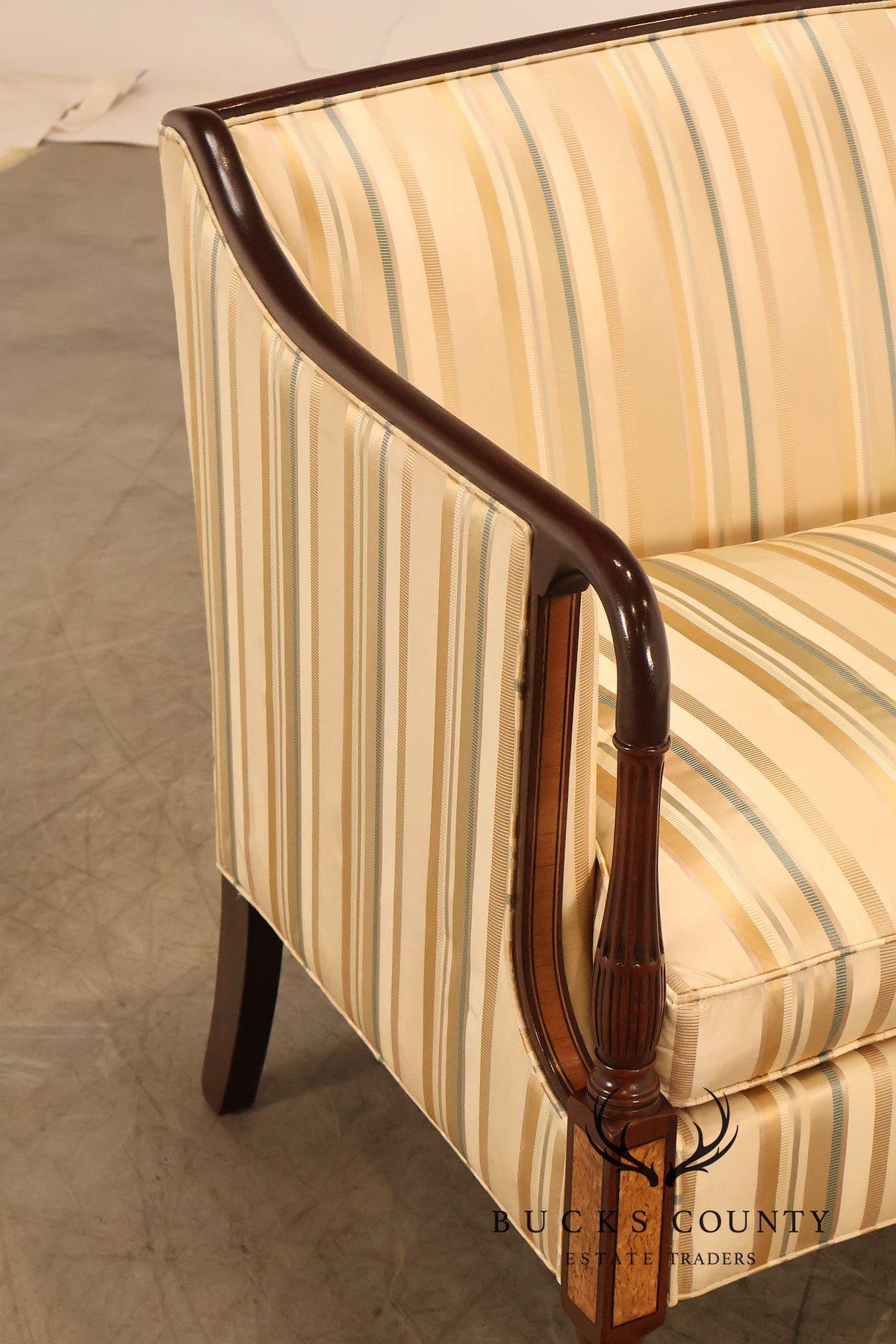 Southwood Sheraton Style Inlaid Mahogany Loveseat