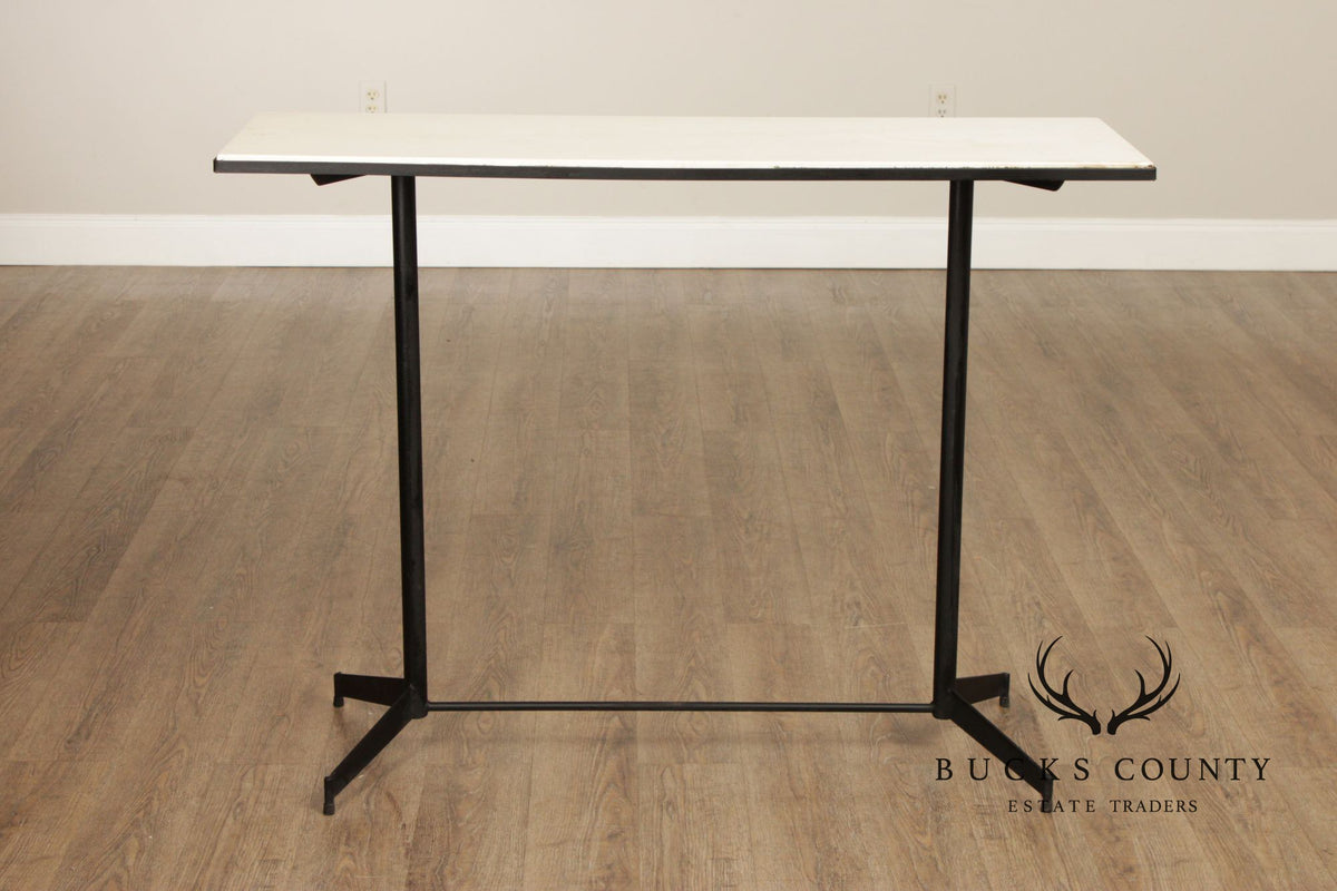 Mid Century Modern Industrial Marble Top Steel Console BarTable