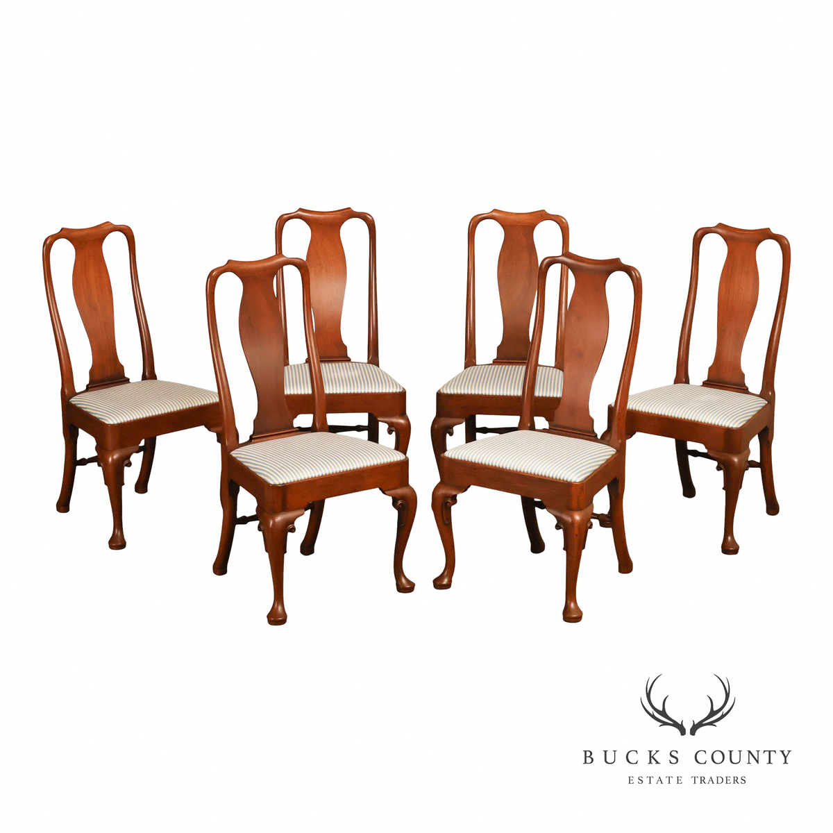 Kittinger Colonial  Williamsburg Queen Anne Style Set Of Six Mahogany Dining Chairs