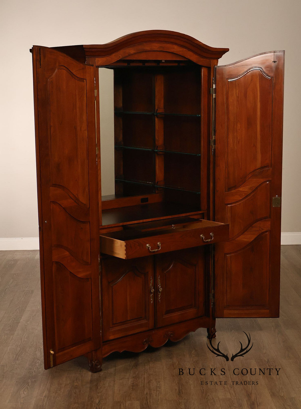 Harden French Louis XV Style Cherry Armoire Bar Cabinet