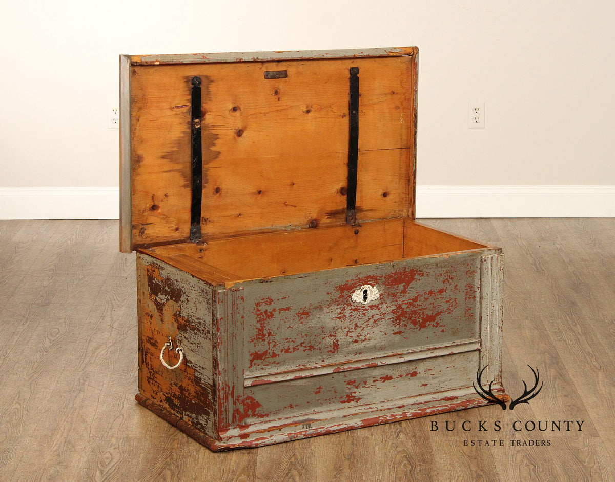 Antique Swedish Painted Pine Blanket Chest