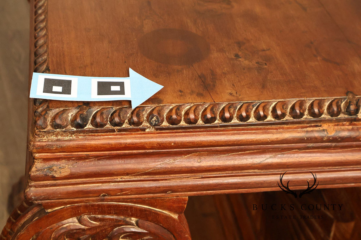Antique Anglo Indian Pair of Carved Hardwood Console Tables