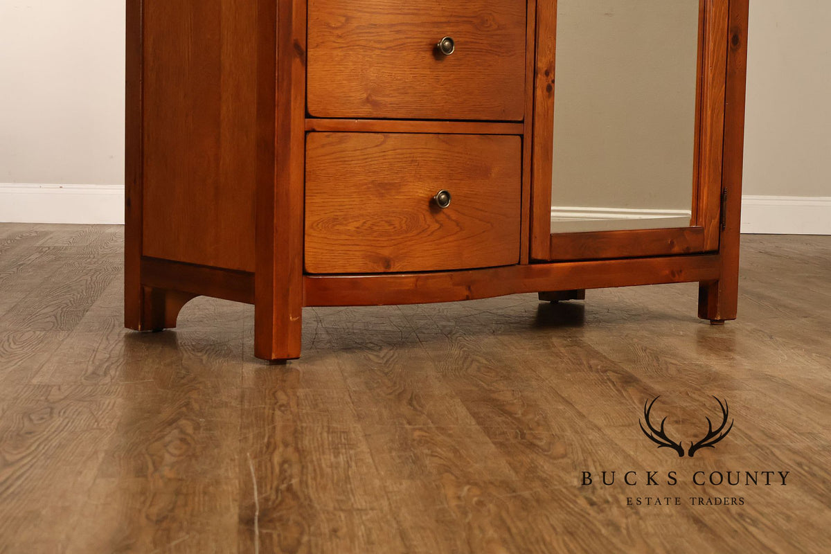 Bassett Furniture American Country Oak Seven Drawer Armoire Chifferobe With Mirror