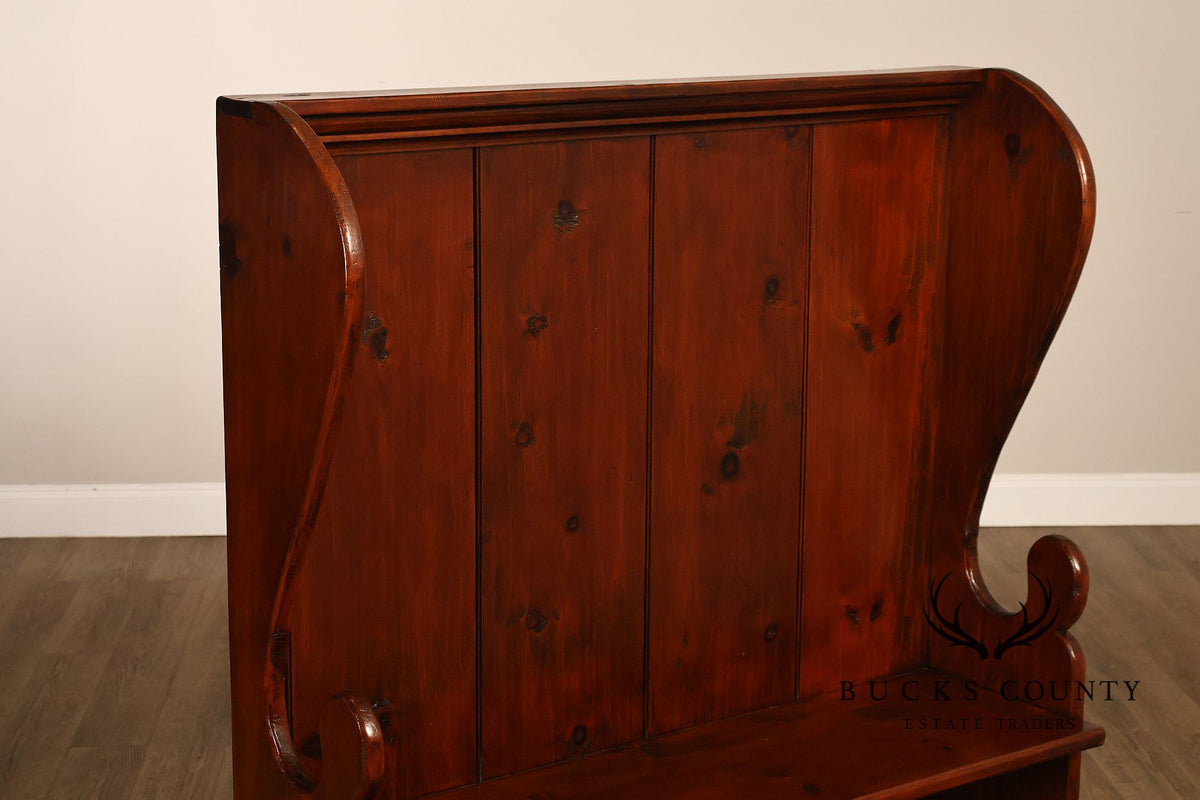Primitive Style Custom Pine High Back Bench