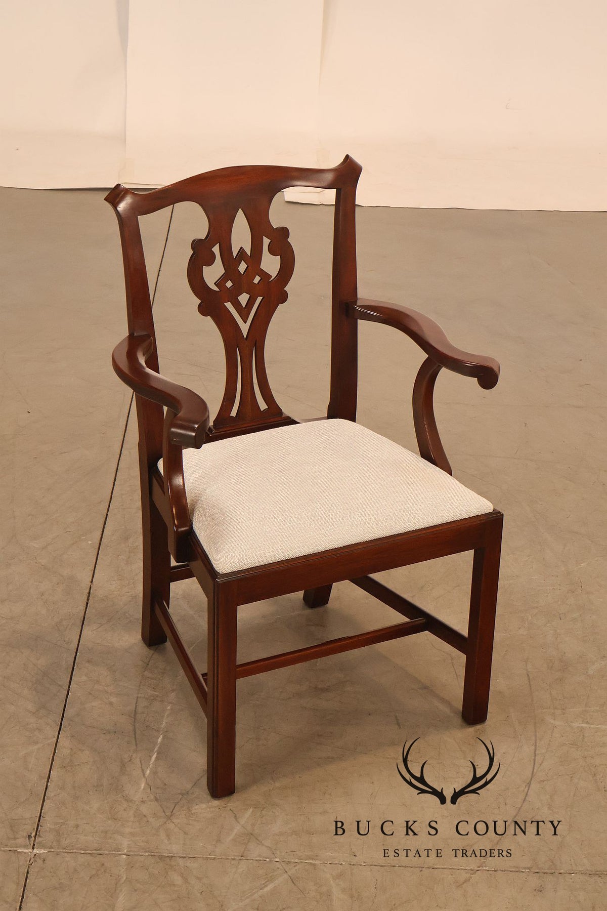 Henkel Harris Chippendale Style Pair of Mahogany Armchairs
