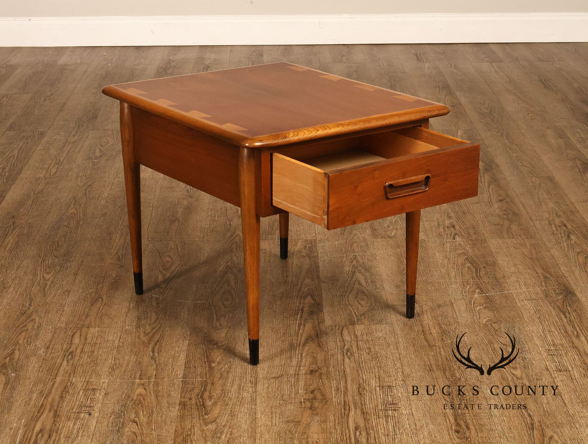 Mid Century Modern Pair Of Lane Acclaim Walnut One Drawer End Tables