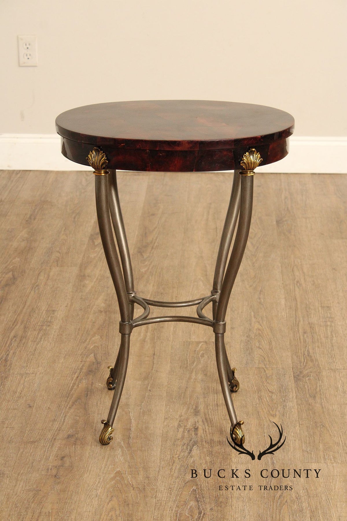 Ethan Allen Hollywood Regency Style Oval Top Side Table