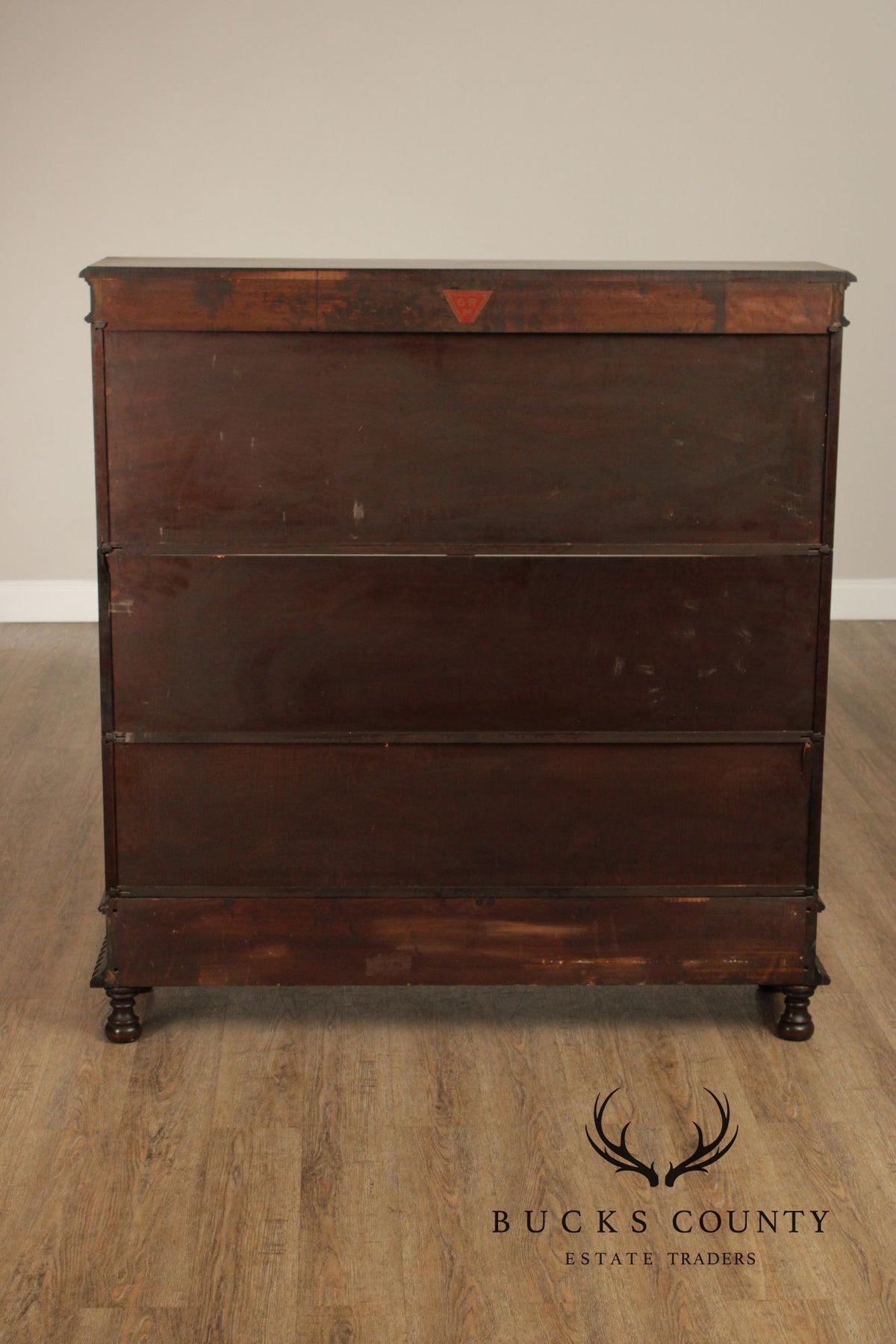 Grand Rapids Antique Mahogany Double Wide Three Stack Barrister Bookcase