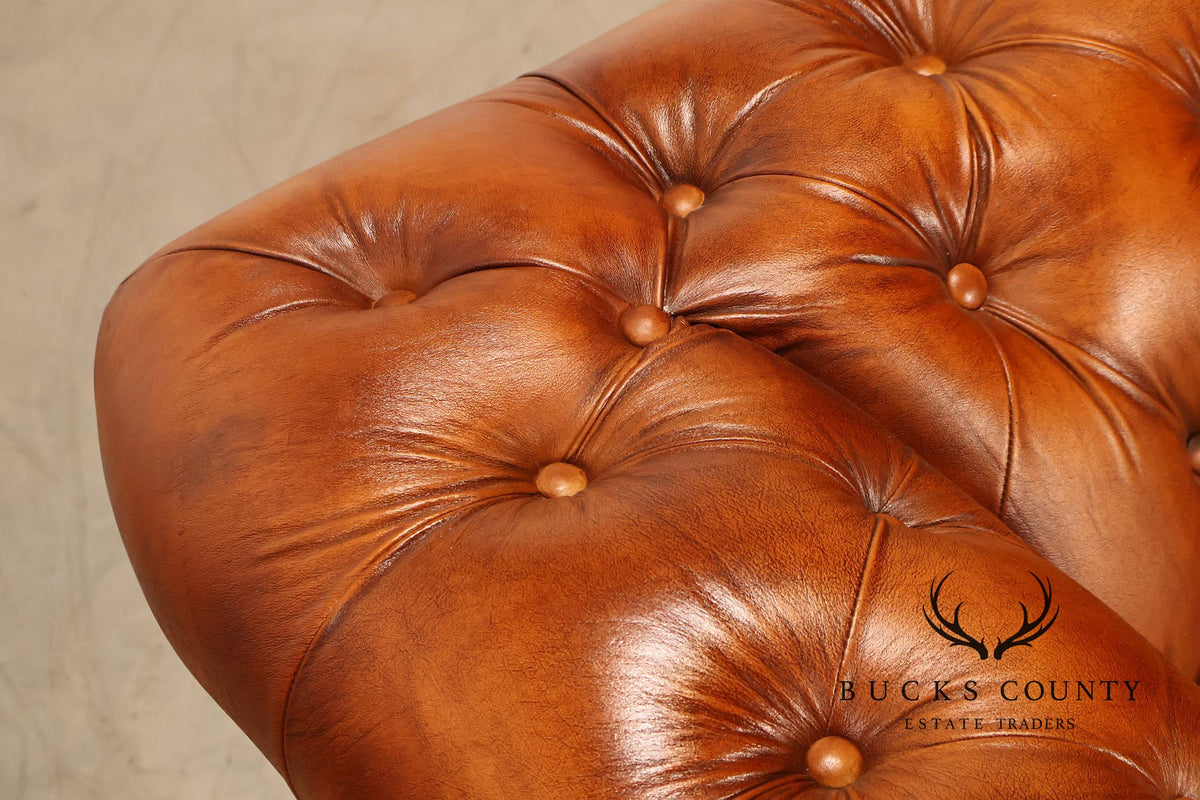 Chesterfield Style Brown Leather Sofa