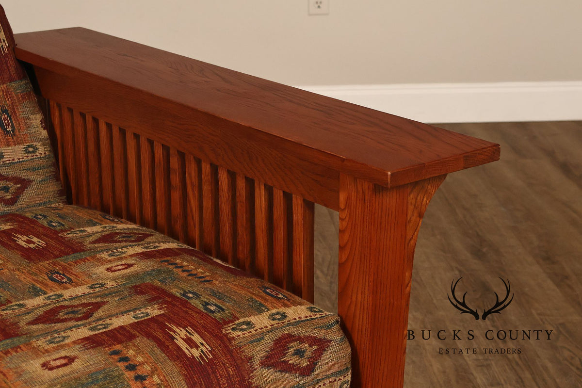 Bassett Furniture Mission Style Oak Spindle Settee