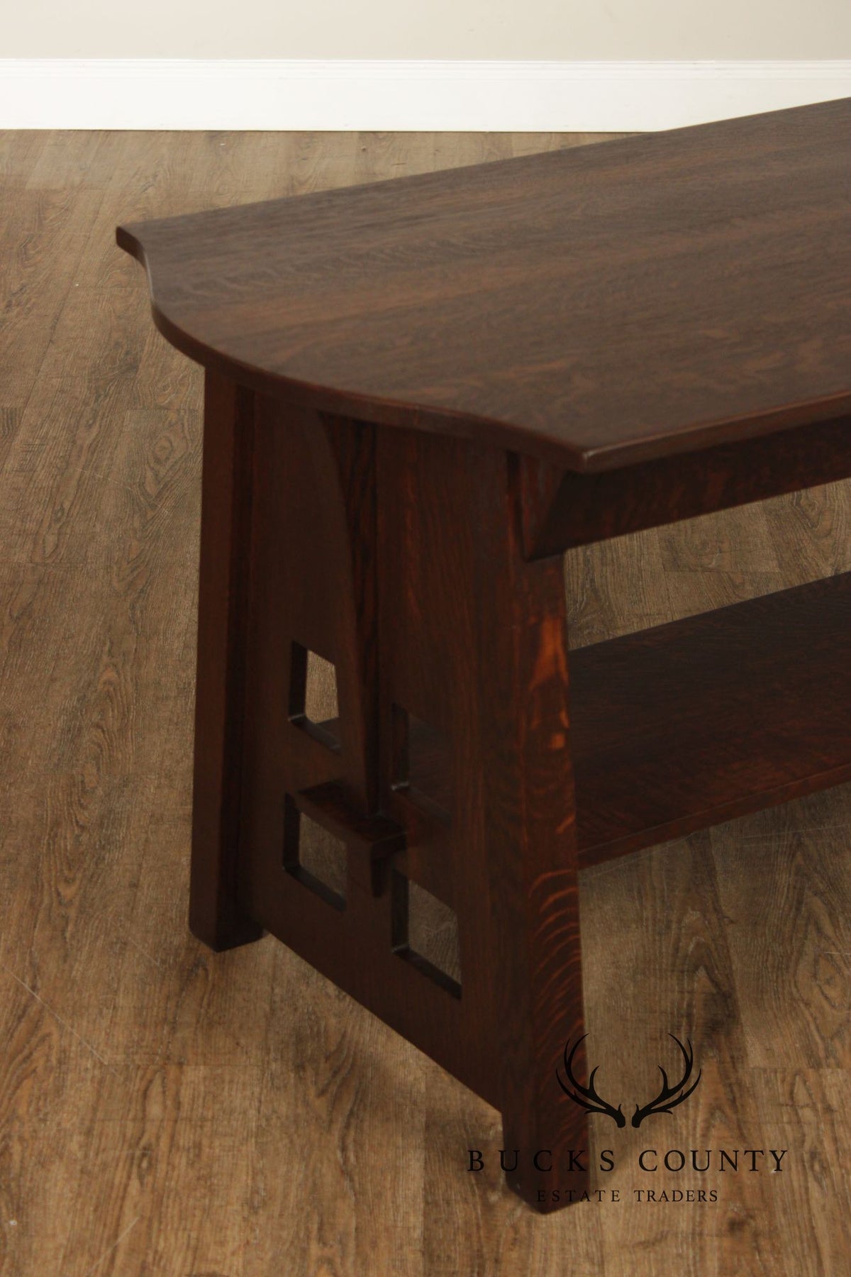 Limbert Antique Arts & Crafts Oak Turtle Top Library Table Writing Desk