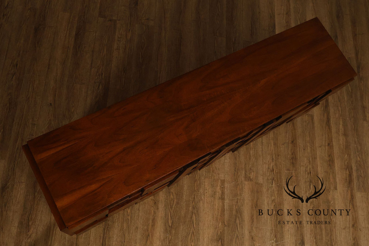 Vintage Lane Mid-Century Modern Brutalist Walnut Dresser