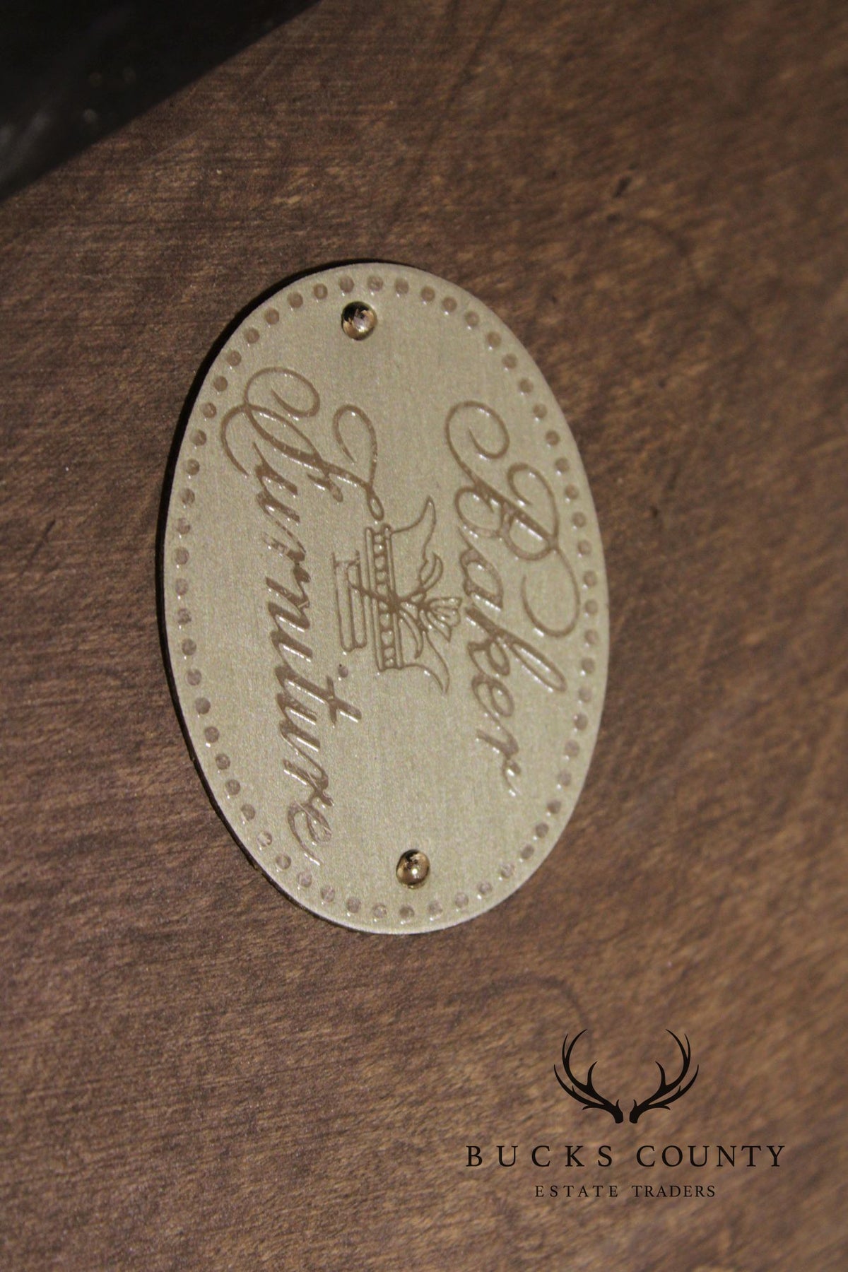 Baker Stately Homes Burlwood Round Inlaid Center Tabe