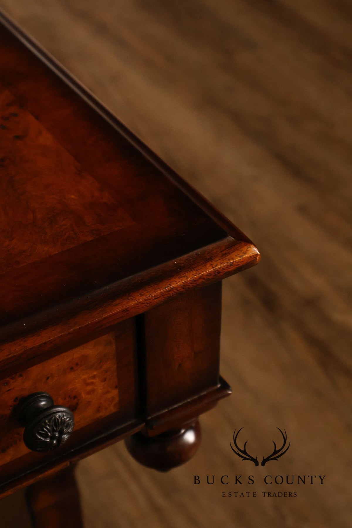 Theodore Alexander Mahogany Burl Wood Game Table