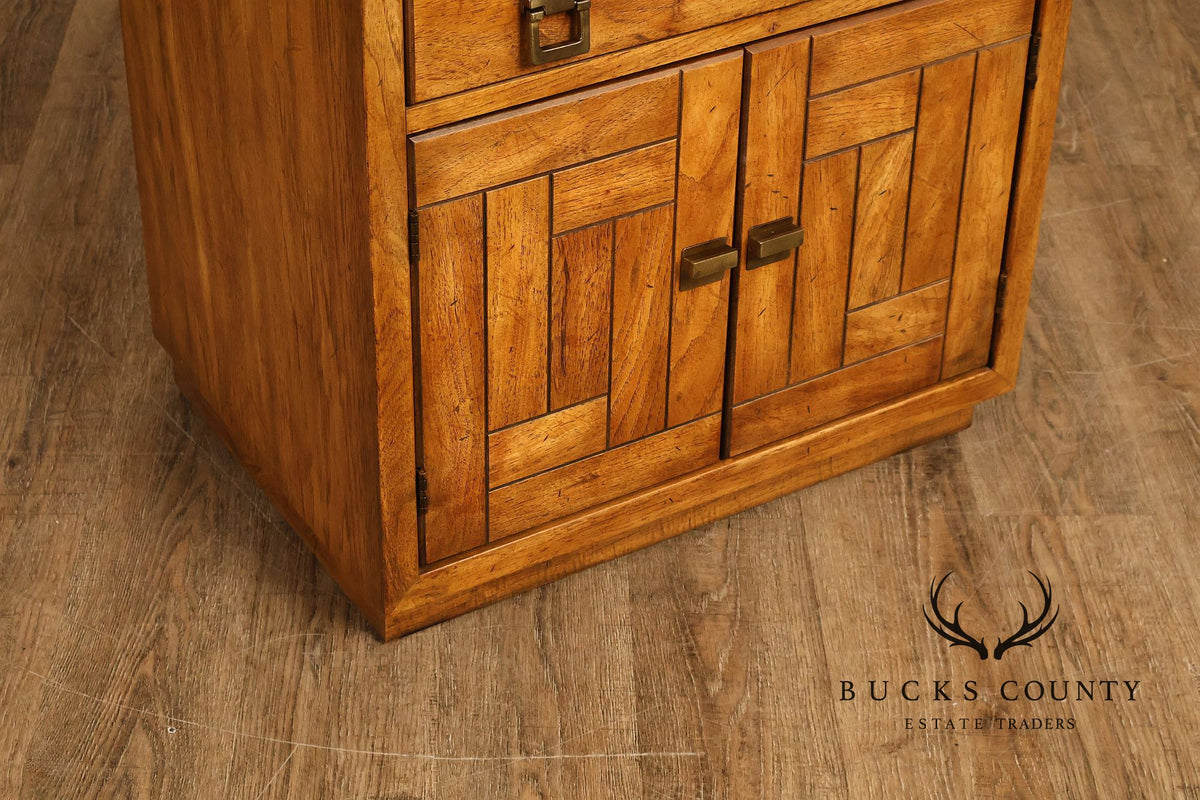 Drexel 'Woodbriar' Campaign Style Pair of Nightstands