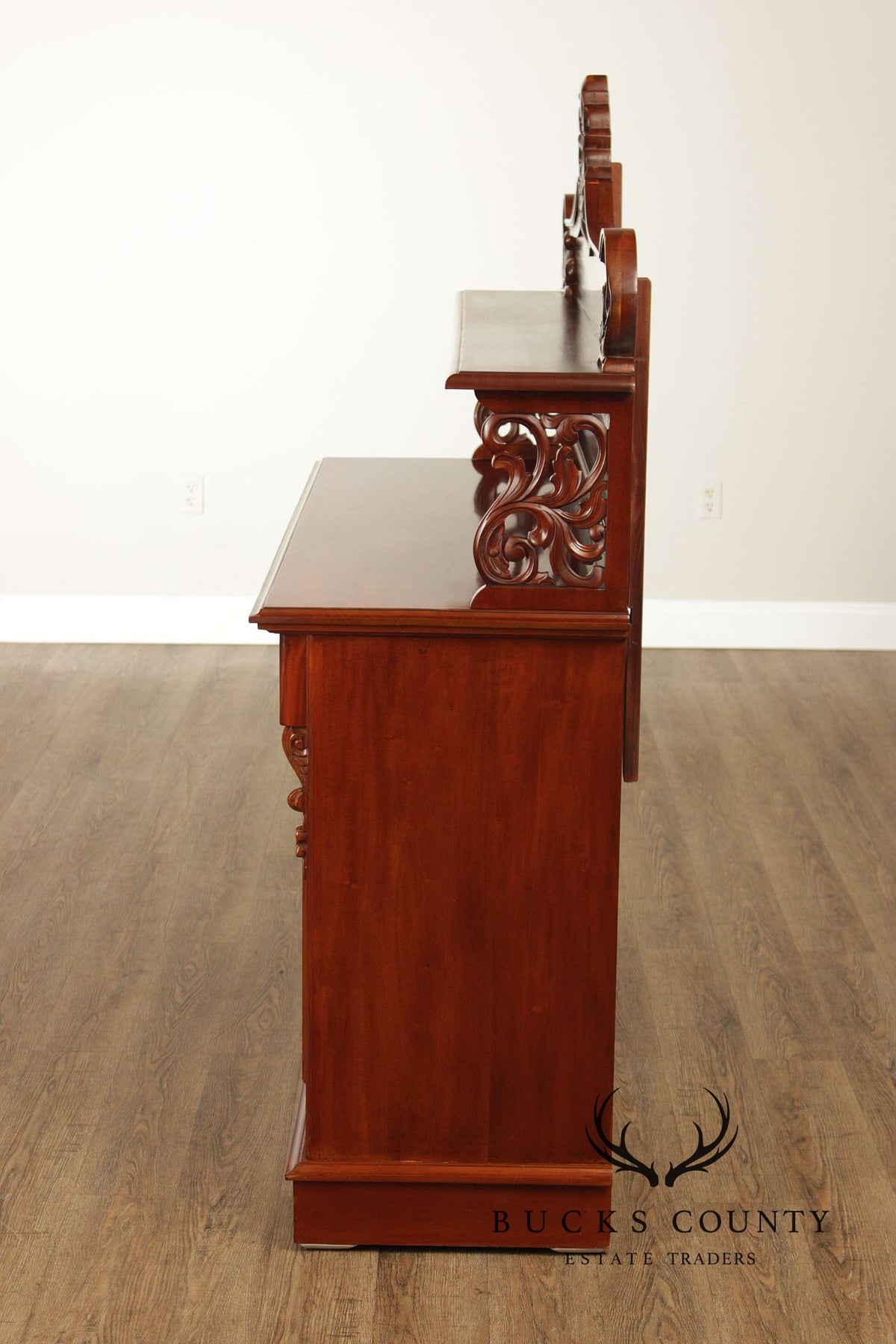 Carved Mahogany Empire Style Sideboard With Back Bar