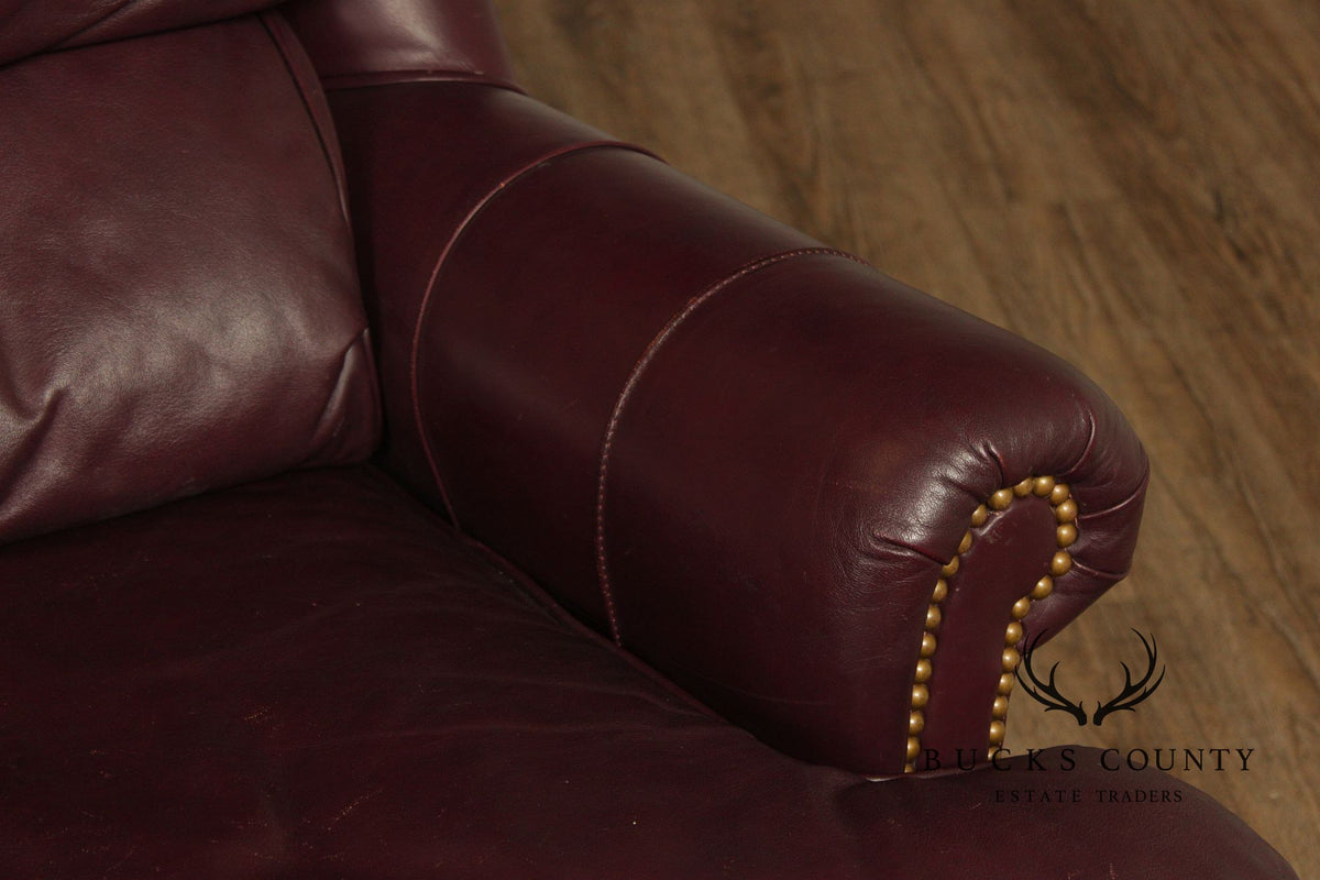 Hancock & Moore Burgundy Leather Nailhead Trim Sofa