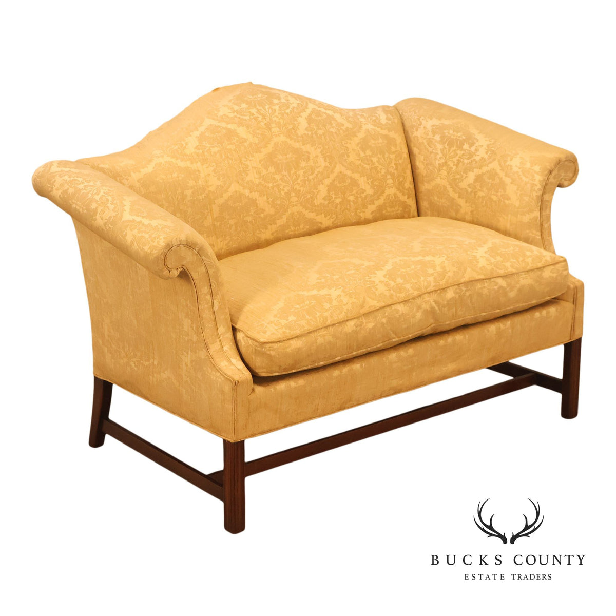 Chippendale Style Vintage Camelback Mahogany Loveseat Frame