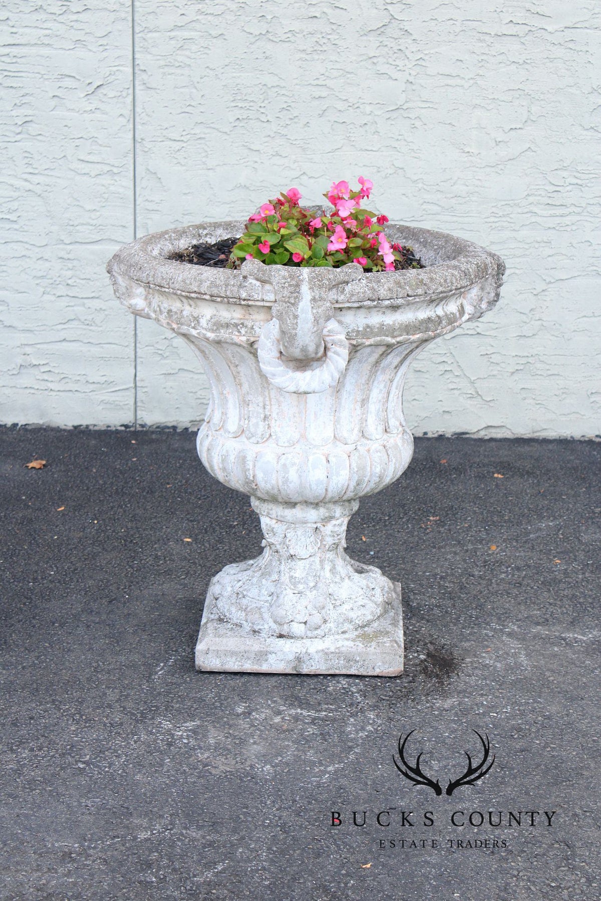 Classical Style Pair of Cast Stone Garden Urns