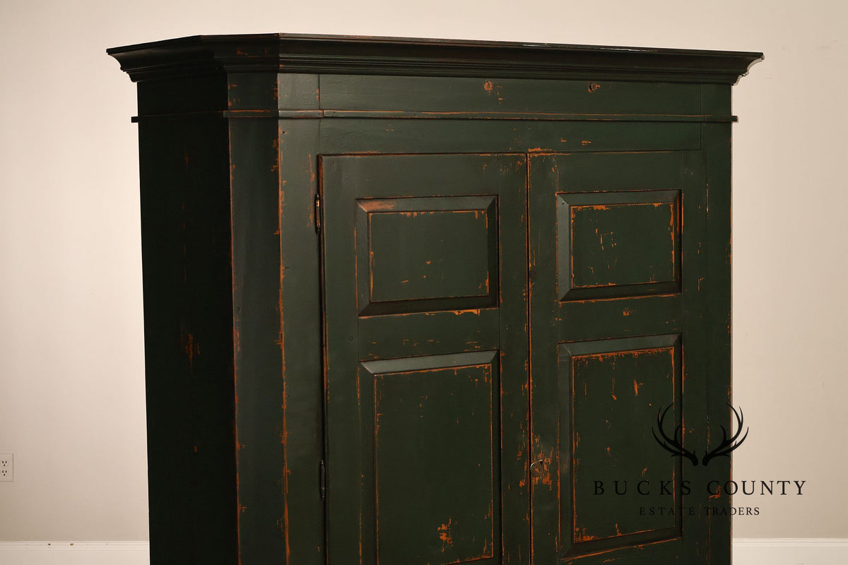 American Country Primitive Style Painted Linen Cabinet