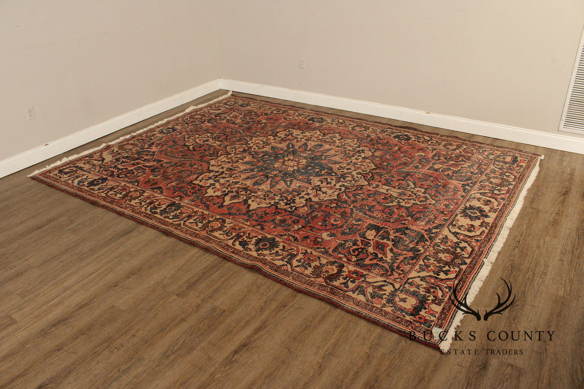 Vintage Persian Hand Knotted  Heriz Area Rug 8' 9" x 11' 11"