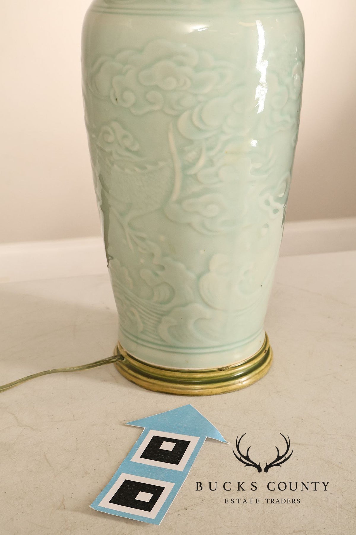 Asian Style Celadon Green Ceramic Table Lamp