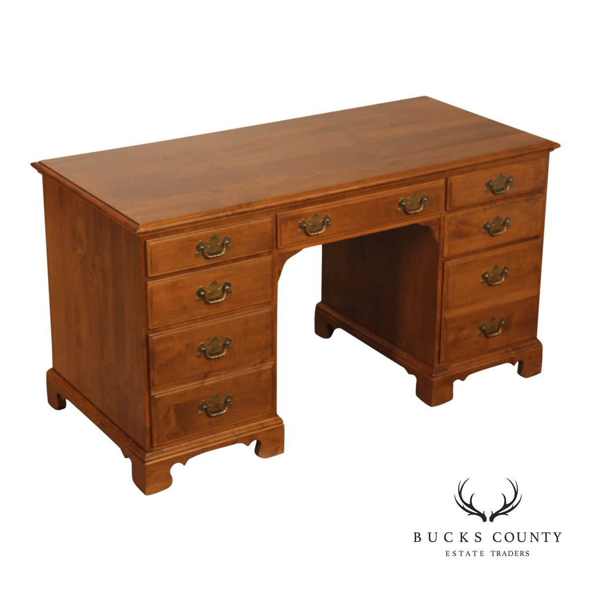 Ethan Allen Chippendale Style Maple Executive Writing Desk