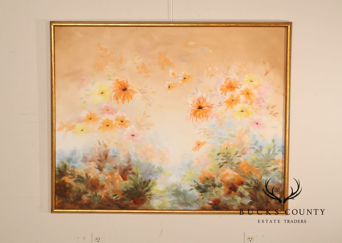 Shirley Fleming Large Floral Oil Painting